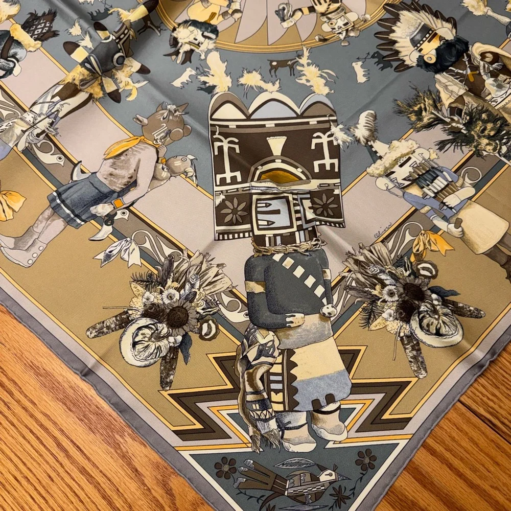 Hermès Vintage Kachinas Hopi Silk Scarf by Kermit Oliver - Picture 7 of 14
